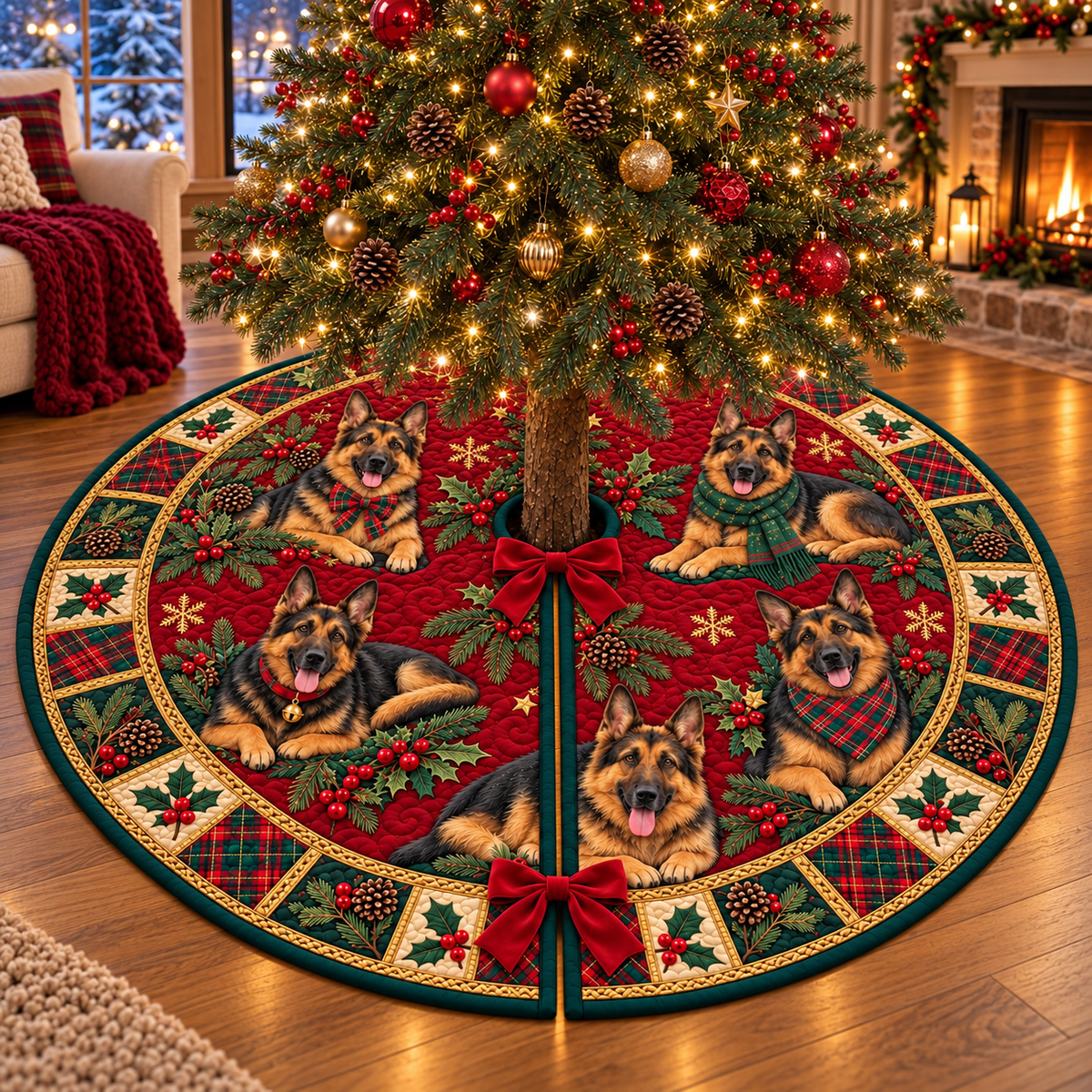 Quilted German Shepherd Christmas Tree Skirt – Red & Green Plaid Holiday Decor, Festive Tree Base Cover, Christmas Gift for Dog Lovers 94cbcdb3-80a0-4c90-bf4d-a764a5c872bd-banner-1.png