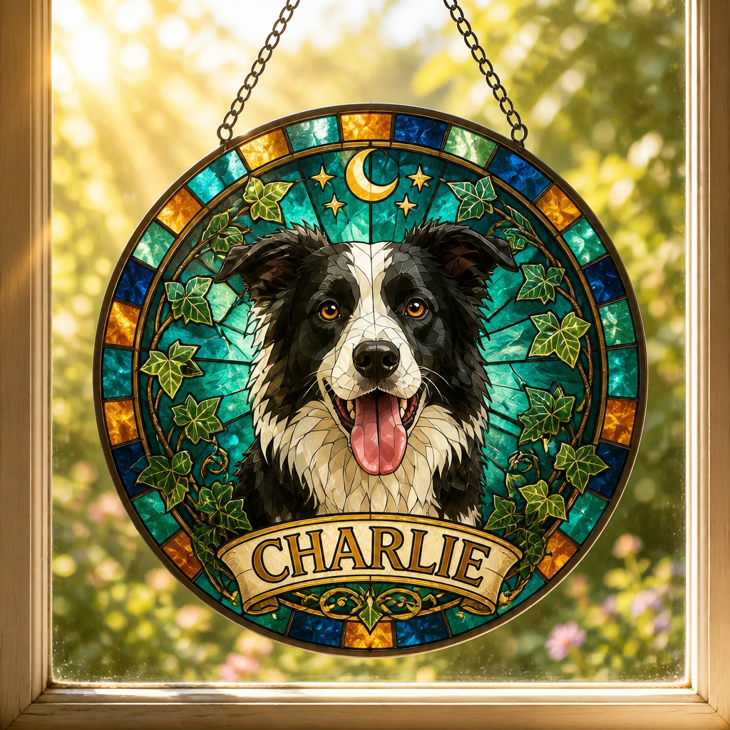 Custom Stained-Glass Pet Suncatcher with Name Banner - Personalized Suncatcher Stained Glass 94d522dd-e123-4813-969e-5c27b7402aab.png