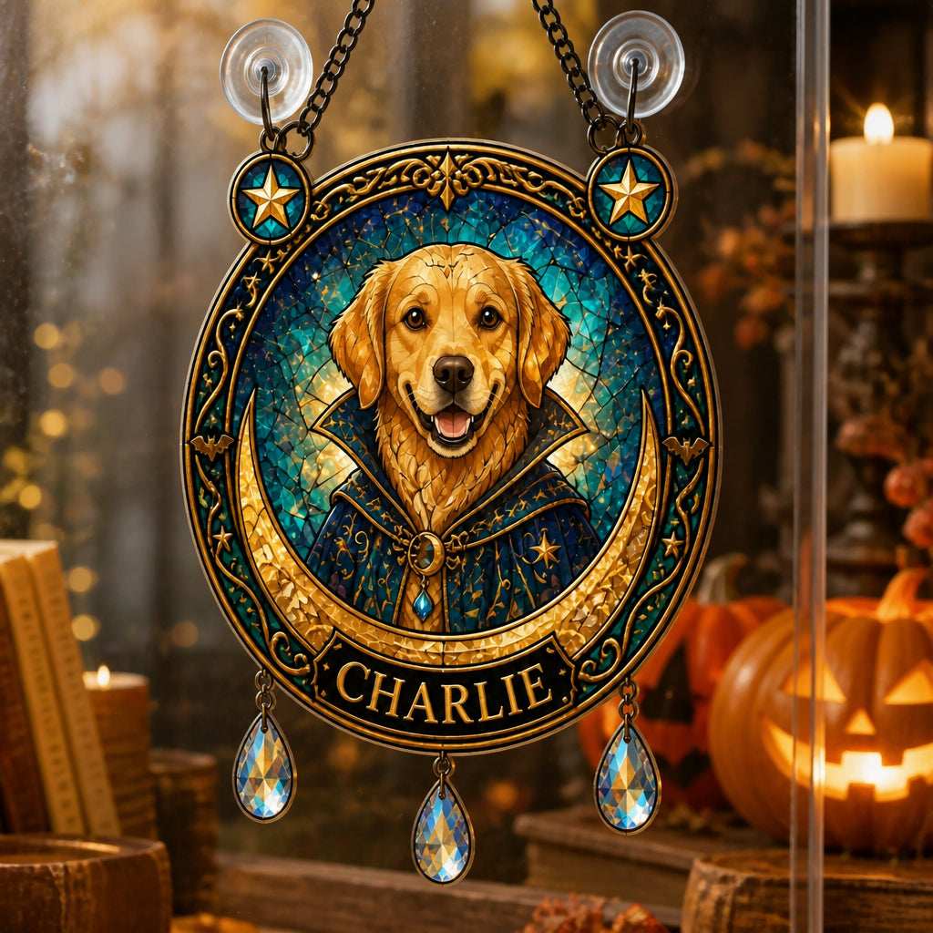 Halloween Stained-Glass Pet Portrait Suncatcher – Custom Photo - Personalized 1 Layered Suncatcher with Charm 94dba9f7-6518-4684-8b6e-39b8fff898bb.jpg