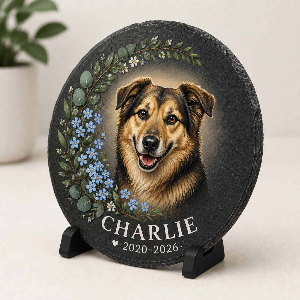 Custom Pet Memorial Portrait Slate Stone – Name & Years - Personalized Memorial Stone 94ddaa47-e7ab-4b04-8415-f2010c69e743.jpg