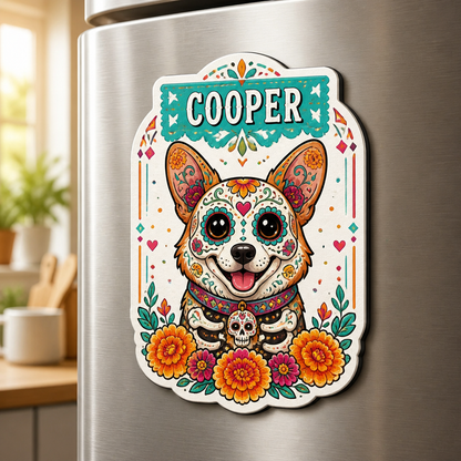 Custom Sugar Skull Pet Portrait Fridge Magnet - Personalized Custom Shape Fridge Magnet 94e8ed58-dffe-4a5a-a3d0-c5e3dd617dc0.png