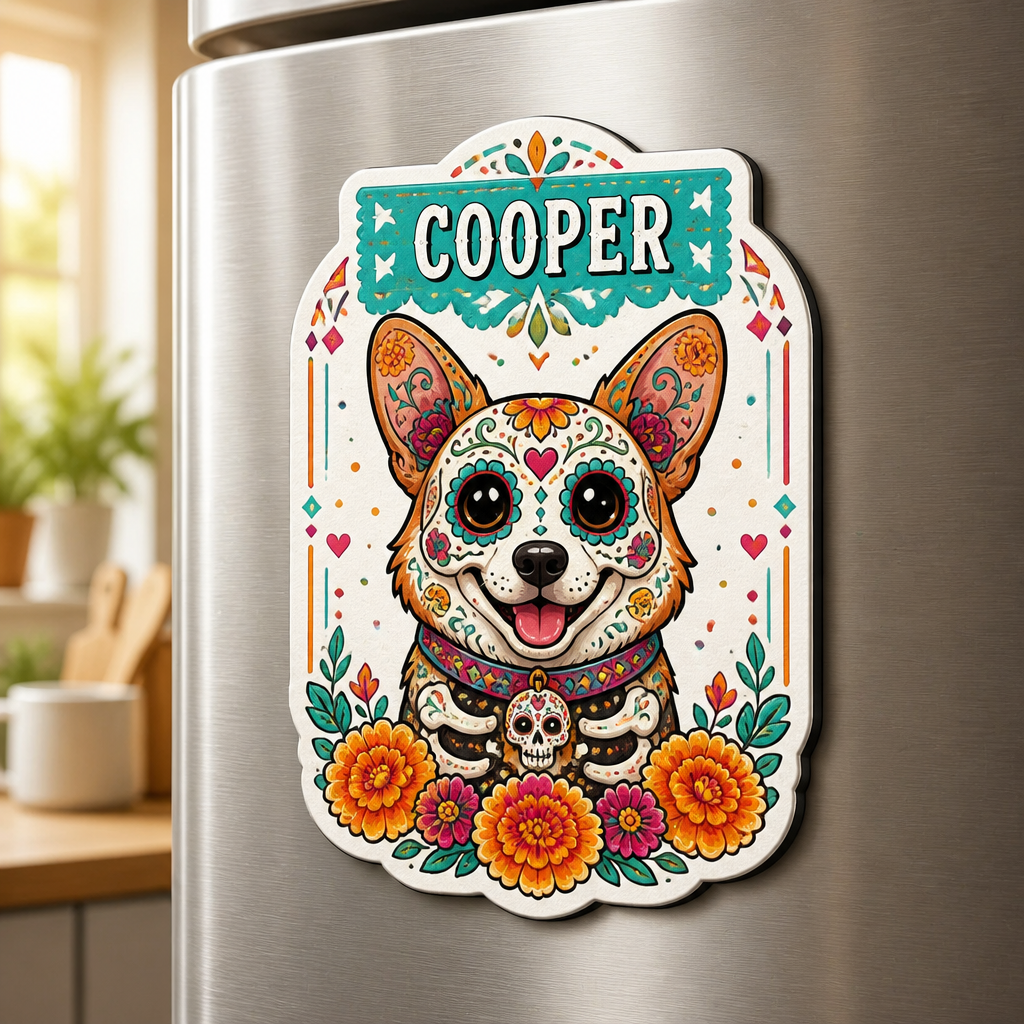 Custom Sugar Skull Pet Portrait Fridge Magnet - Personalized Custom Shape Fridge Magnet 94e8ed58-dffe-4a5a-a3d0-c5e3dd617dc0.png