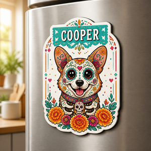 Custom Sugar Skull Pet Portrait Fridge Magnet - Personalized Custom Shape Fridge Magnet 94e8ed58-dffe-4a5a-a3d0-c5e3dd617dc0.png