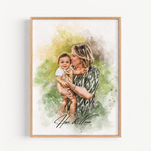 Custom Watercolor Family Portrait from Photo, Personalized Christmas Keepsake, Anniversary Gift, Meaningful Gift for Mum and Dad 94ee4058-5f9a-4a2c-b657-c7182a92723f-B-h-n-em-b-trong-khung-tranh-2.png