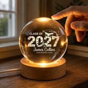 Crystal Graduation Ball Class Of 2026 2027 Gift For Graduate, Personalized Keepsake Decor, Senior Graduation Memory