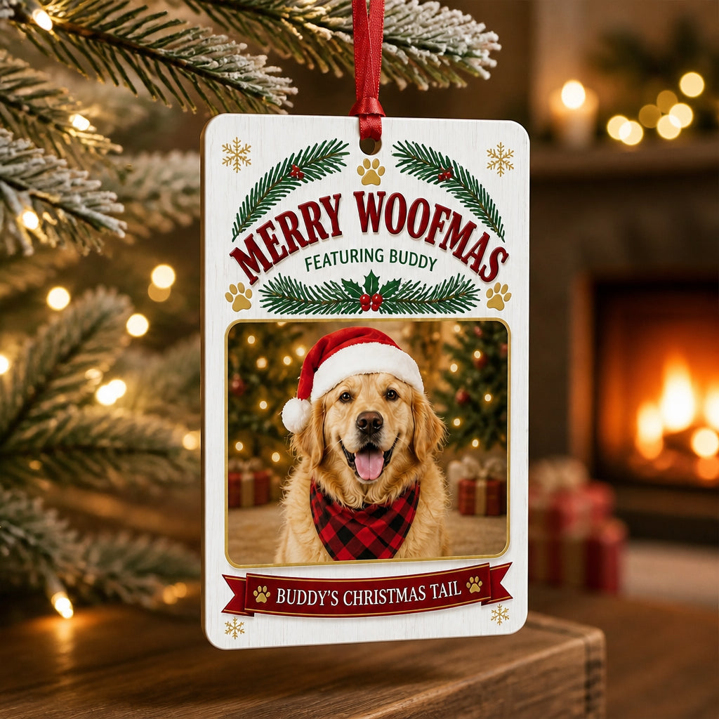 Merry Woofmas Photo Ornament (Name + Photo) - Personalized Ornament 95041bd6-5008-4320-a597-acd13c06e6f1.jpg