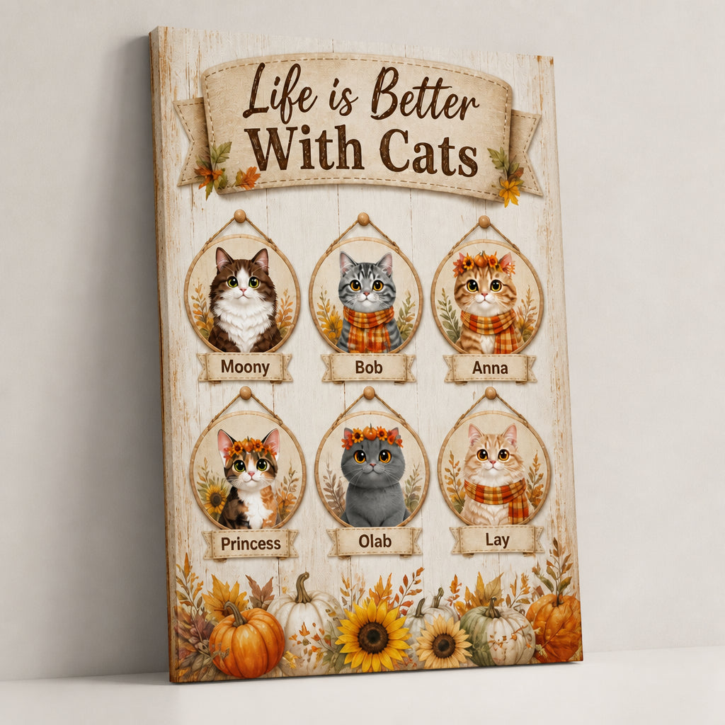 Life Is Better With Cats — Personalized Cat Portrait Canvas (Upload Photos) - Personalized Canvas 9526d7ff-f566-443c-9d24-7037348eed76.jpg