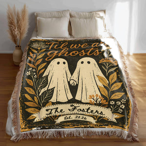 Custom Spooky Ghost Couple Engagement Gift, Personalized Til Death Do Us Part Halloween Wedding Woven Blanket, Anniversary Gift 9530df9c-45d4-4f6e-9d06-feacc476de14-2.jpg