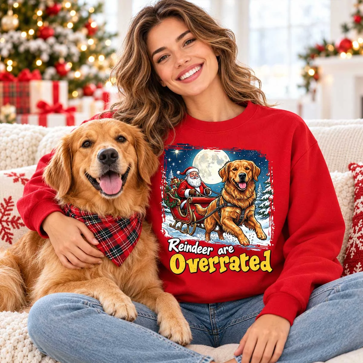 Funny Santa Dog Reindeer Are Overrated Upload Pet Photo - Personalized Shirt - Funny Christmas Gift For Dog Lovers 95359195-ae03-48cc-85ae-3b8d21ab6038-d3RvlzmbEf__web7.png