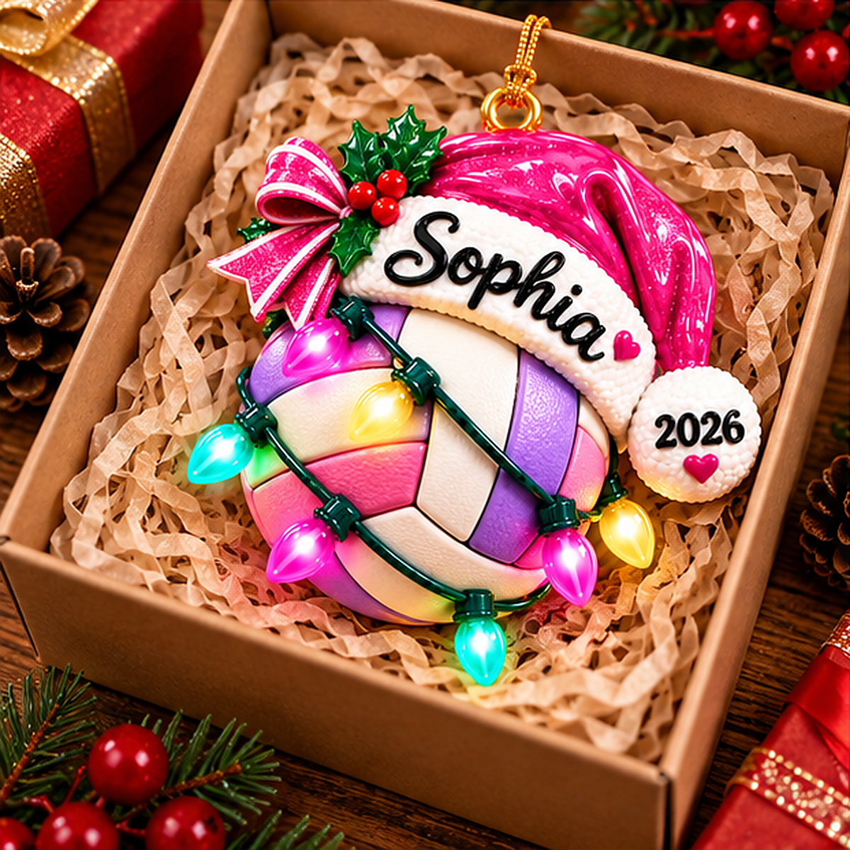 Personalized Volleyball Christmas Ornament – Custom Name & Year 3D Relief Acrylic Ornament, Pink Volleyball Gift for Girls, Volleyball Player Christmas Gift 2026 954e43cc-8ced-4a9a-afb9-ddcf858241b1-sophia_volleyball_03_gift_box_1200x1200.png