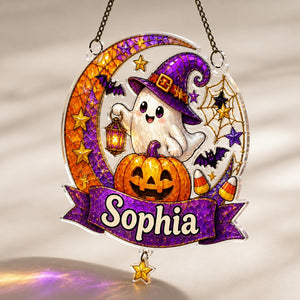 Personalized Witchy Ghost Pumpkin Suncatcher - Personalized 1 Layered Suncatcher with Charm 9565932e-3f70-4306-a88b-ac3c58fa75c9.jpg