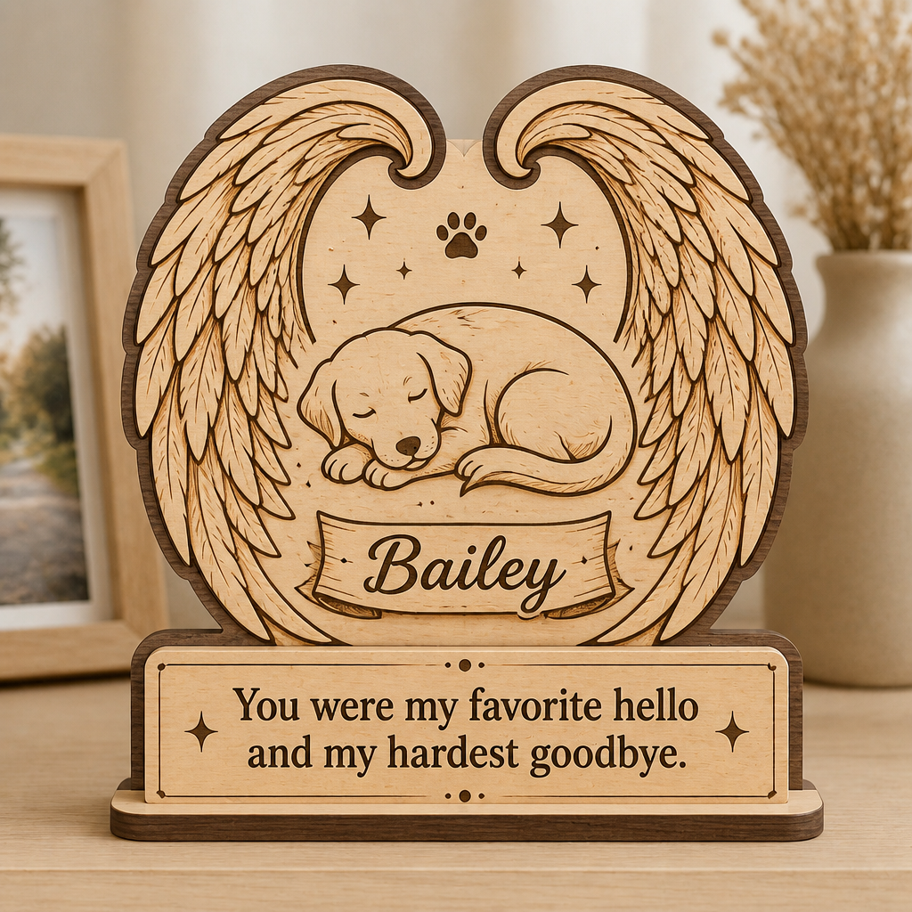 Pet Memorial Winged Dog Name Plaque – Wooden Standing Sign - Personalized Wooden custom shape Standing 2 layer (5mm) 956db41e-3913-4ec9-a7c0-ad5f4fa6bd0b.png