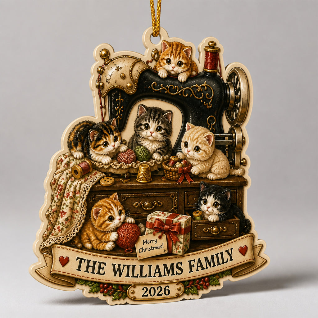 Personalized Cat & Sewing Family Shape Ornament - Name & Year - Personalized Shape Ornament 95746e40-f76b-4e8a-bbc8-180dc37702b9.jpg