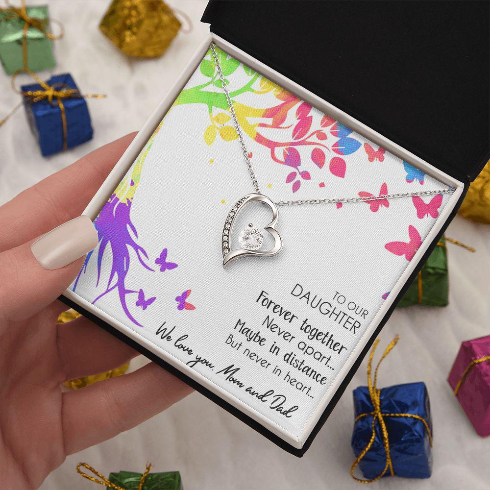 To Our Daughter Forever Together Never Apart, Necklace With Message Card, Sentimental Gift, Birthday Gift, Gift For Daughter, Love From Parents, Love From Mom And Dad. 957.jpg