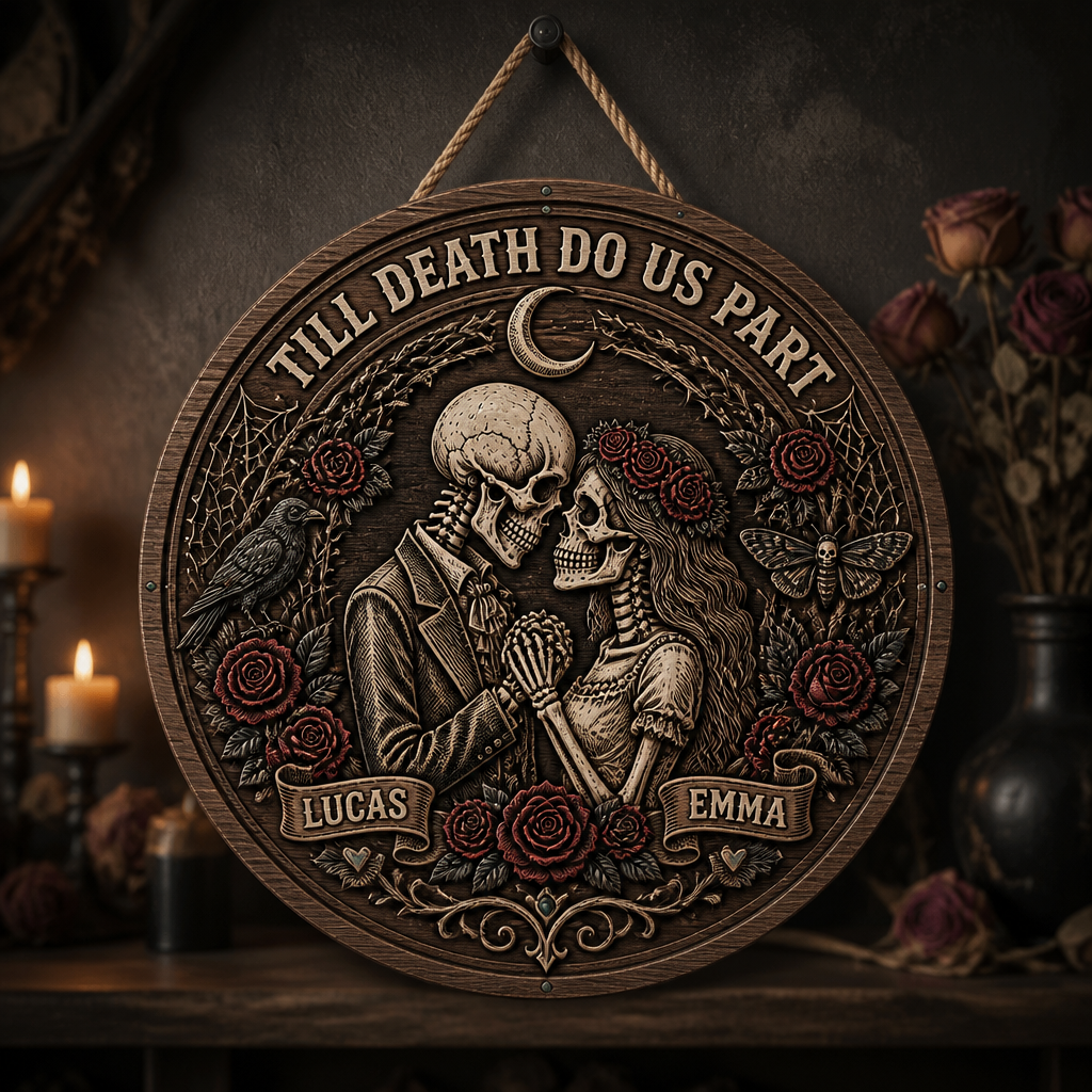 Till Death Do Us Part Personalized Skeleton Couple Wood Sign - Personalized Wood Sign 9580177f-642e-489d-8186-229127b2d081.png