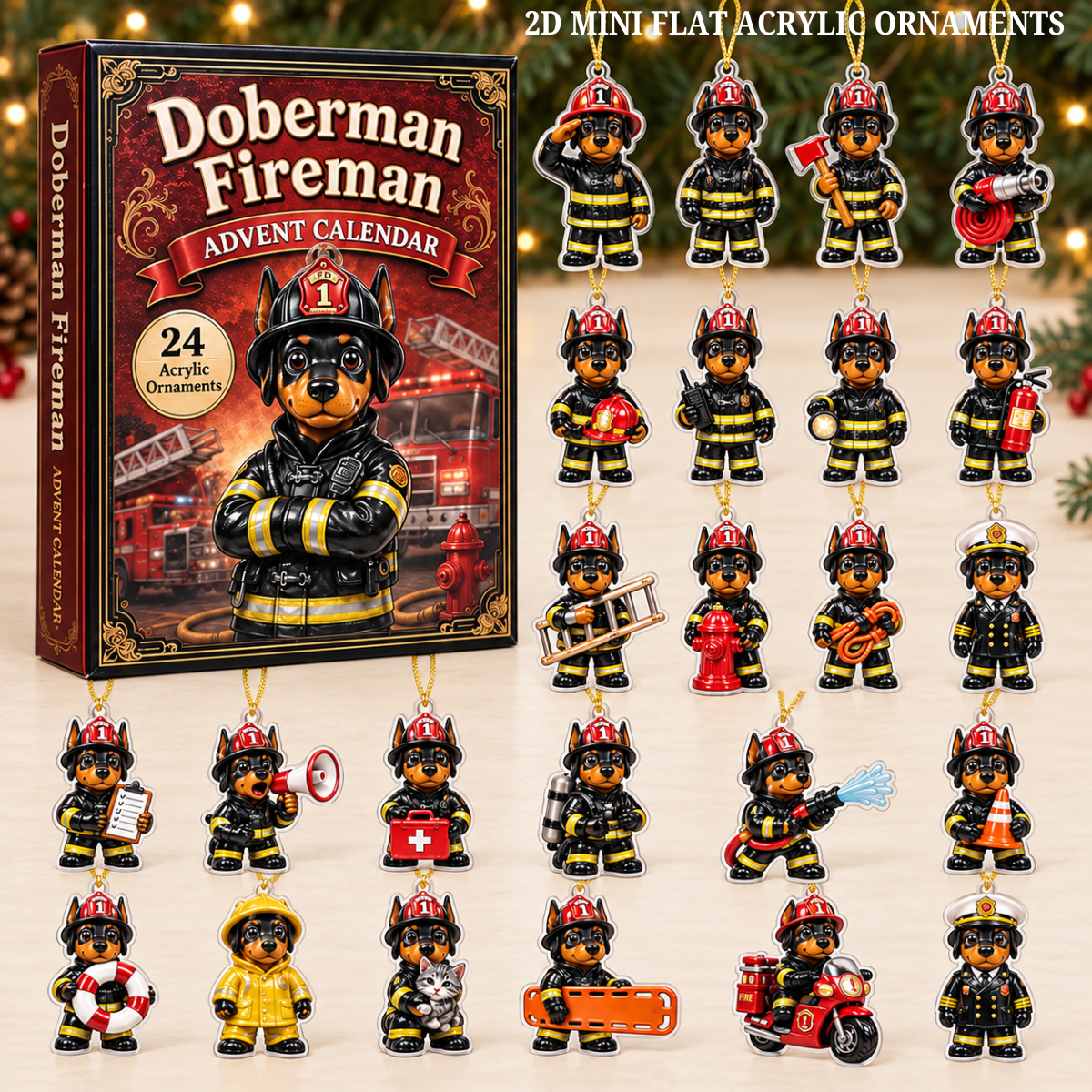 Doberman Fireman Advent Calendar 2026 - 24-Day Festive Countdown, Acrylic Charms Blind Box - Gift For Doberman Lovers 9585d5c1-d57b-4117-879e-f50acfa91037-doberman-text.png
