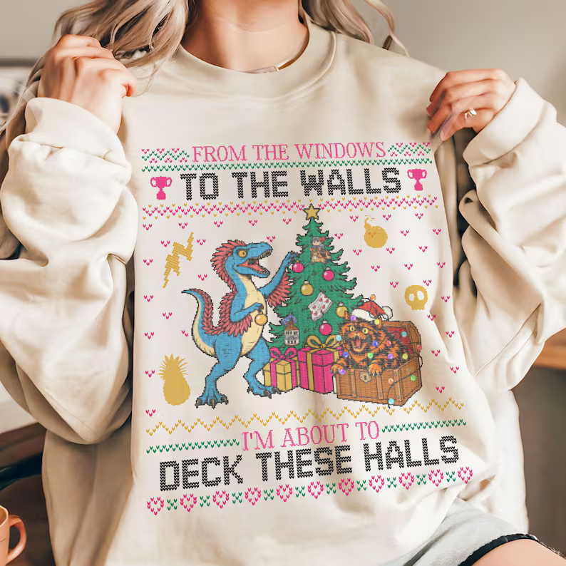 Dungeon Crawler Carl Ugly Christmas Sweater, Mongo & Donut Deck These Halls Holiday Crewneck, Unisex Festive Shirts 95c1e428-cdf5-4559-9d88-b9d42864bf9b-il_794xN.8690802661_72x9_converted.png