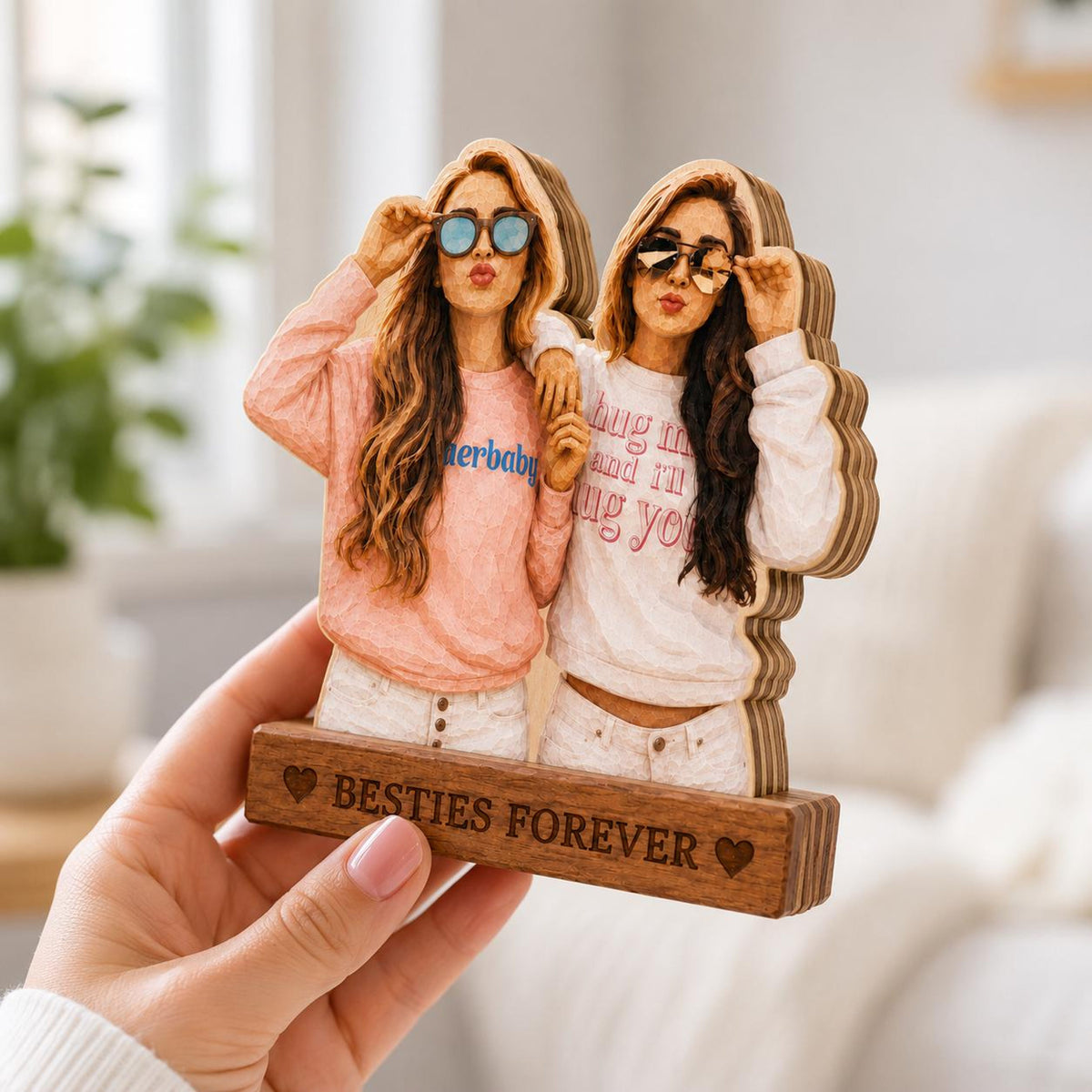 Personalized bestie Wooden Block, Custom Photo Portrait Carved Figurine for her, Home decor gift for besties, Best friend Ever Keepsake 95d1b400-204b-44e8-b3f2-f75d5e54eb16-3.jpg