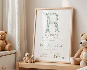 New Baby Personalised Print: Birth Details Keepsake Gift, Newborn Gift, Girls Boys Nursery decor 95f88b77-a33b-4d29-ab41-41c51408de5b-jhj-5-.webp