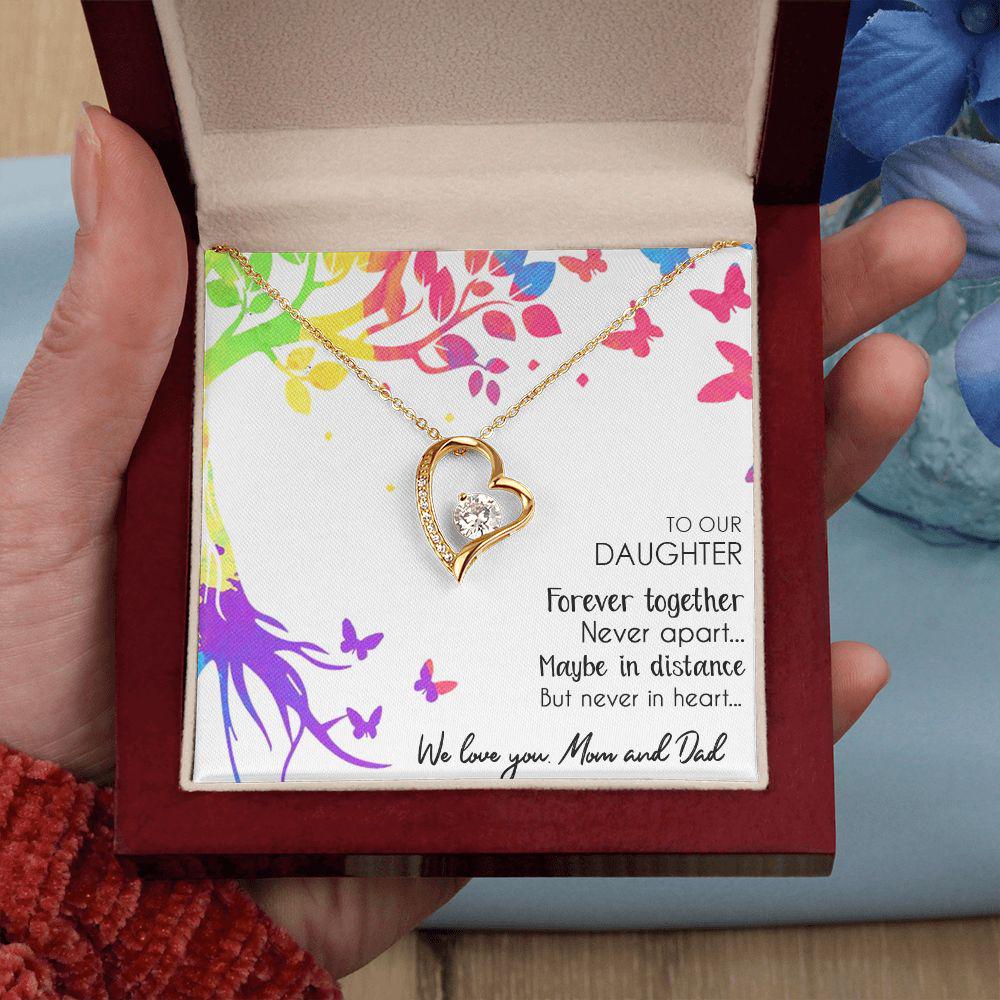 To Our Daughter Forever Together Never Apart, Necklace With Message Card, Sentimental Gift, Birthday Gift, Gift For Daughter, Love From Parents, Love From Mom And Dad. 964.jpg