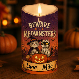 Beware of the Meownsters Personalized Cat Names LED Flameless Candle - Personalized Custom Led Flameless Candle 965dfd6f-687f-403e-8acf-346715d4455a.jpg
