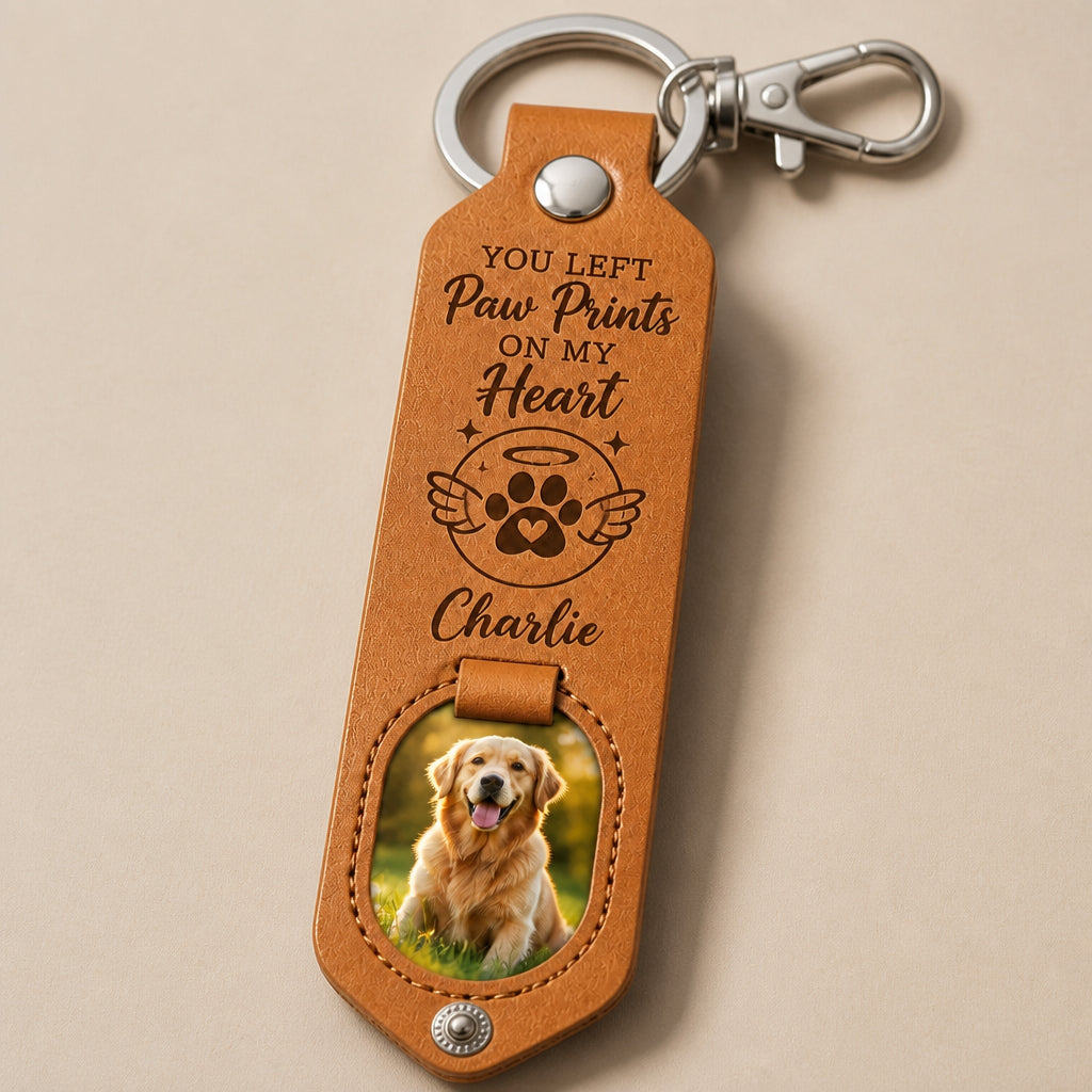 Pet Memorial Leather Photo Keychain – You Left Paw Prints On My Heart - Personalized Leather Keychain 966a2b3e-9e63-4f13-99c1-3257f9fc8c60.jpg