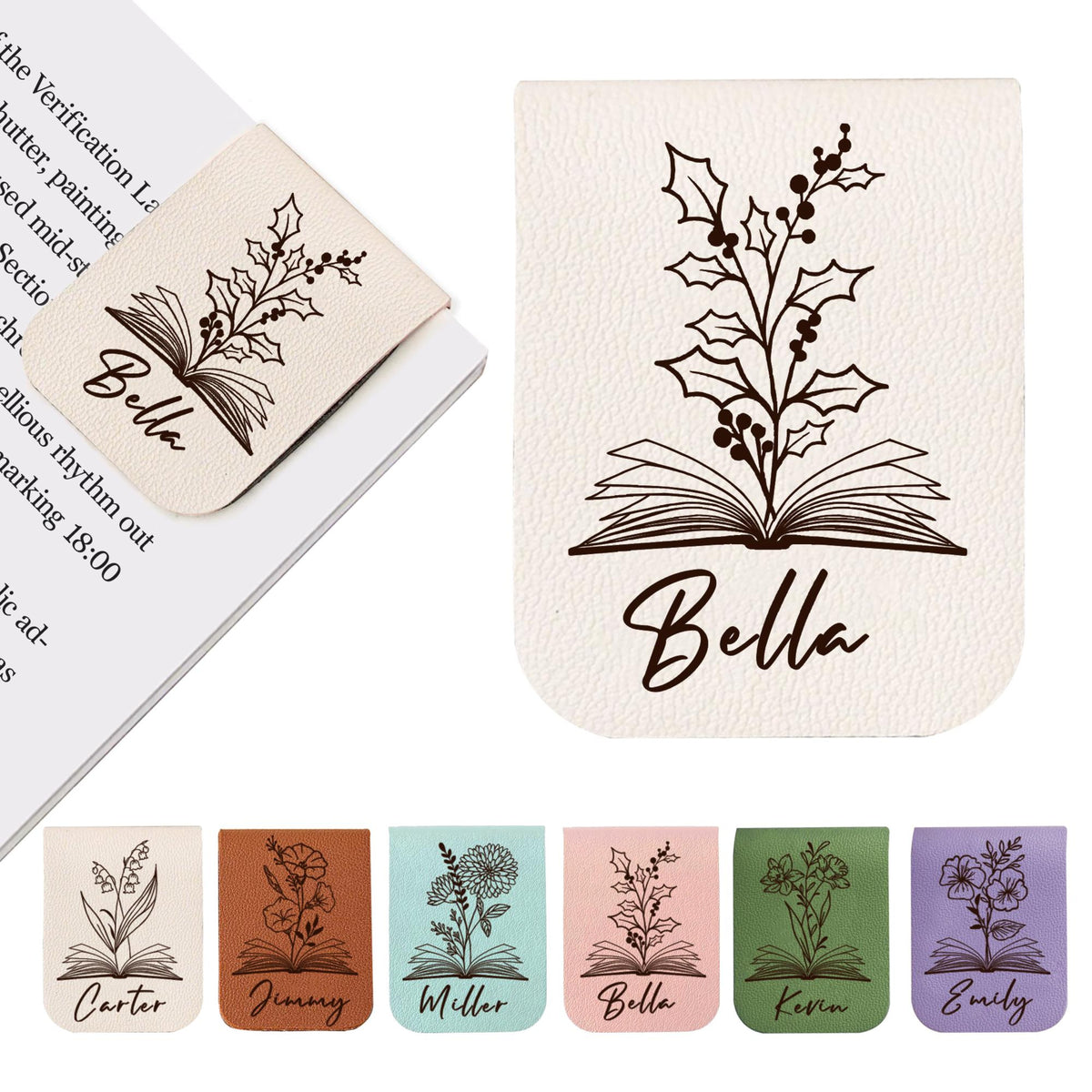 Personalized Leather Magnetic Bookmark, Engraved Birth Flower Book Mark Gifts 966d089e-1ecd-421a-90f0-18d561539f39-6.jpg