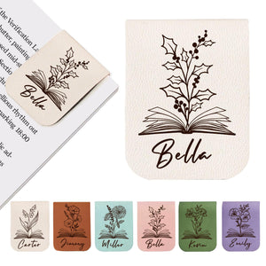 Personalized Leather Magnetic Bookmark, Engraved Birth Flower Book Mark Gifts 966d089e-1ecd-421a-90f0-18d561539f39-6.jpg