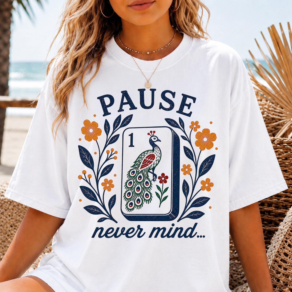 Pause Nevermind, Funny Mahjong Shirt, Peacock Mahjong Tee, Comfort Colors Graphic T-Shirt, Mahjong Player, Retro Floral, Mahj, Yellow Blue 96777a8c-bb26-4f3f-82be-6bbedeb87ed0-2.png