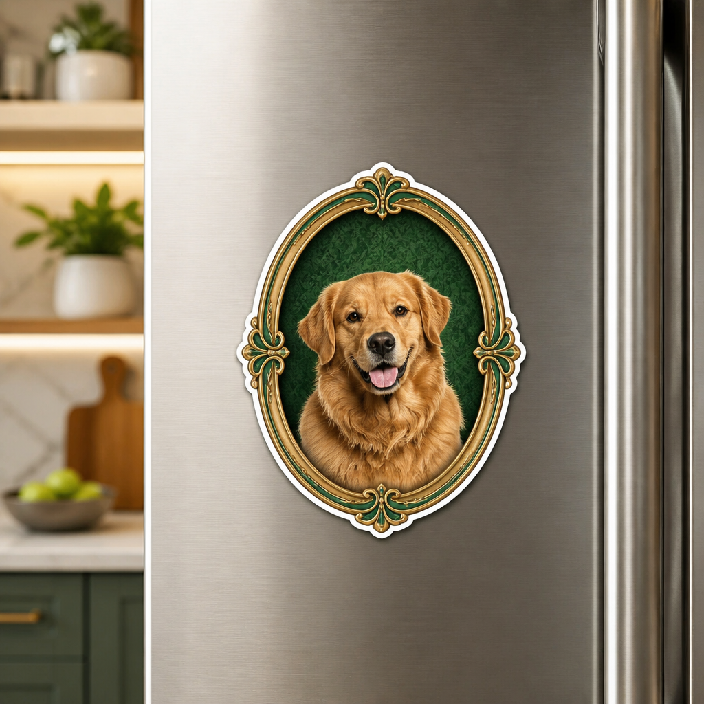 Vintage Frame Pet Portrait – Custom Shape Fridge Magnet - Personalized Custom Shape Fridge Magnet 96a05cb7-3b08-4918-baeb-c80865f124a6.png