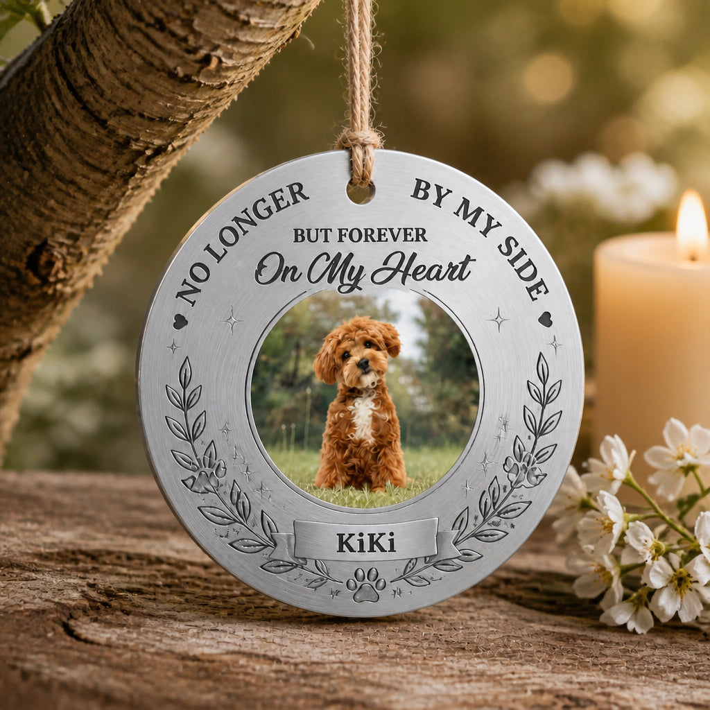 Pet Memorial Aluminum Ornament — No Longer By My Side - Personalized Aluminum Ornament 96abc609-8107-4282-9b45-a4cbbae4451c.jpg