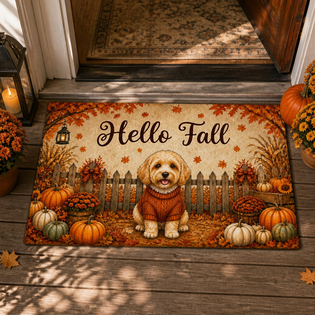 Hello Fall Custom Pet Portrait Doormat - Doormat 96e59cde-1174-4a4b-b37d-4714c8b3f77b.jpg