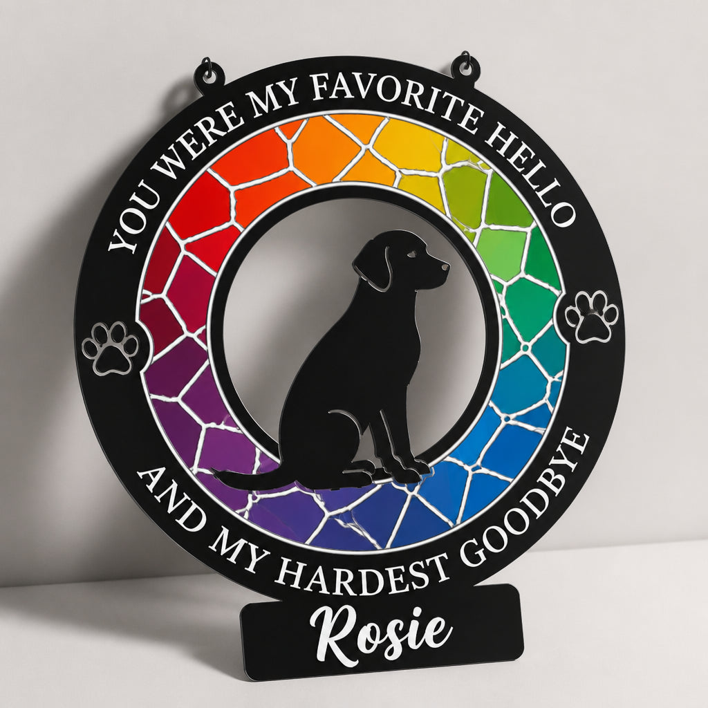 Rainbow Stained-Glass Dog Memorial Cut Metal Sign – Personalized Name - Personalized Cut Metal Sign 974226b4-5418-492c-8a85-2797bc017d0c.jpg