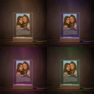 Personalised Best Friend Photo Multi Colour Acrylic LED Night Light with Name and Wooden Base Birthday Bridesmaid Anniversary Gift for Besties Sisters