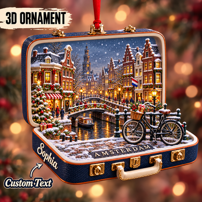 Personalized 3D Amsterdam Canal Suitcase Christmas Ornament – Snowy Winter Night, Netherlands Travel Souvenir & Gift for Amsterdam Lovers 976ae238-1297-4c3c-bf1c-252224e3ada2-Amsterdam-Christmas-winter-suitcase-ornament.png
