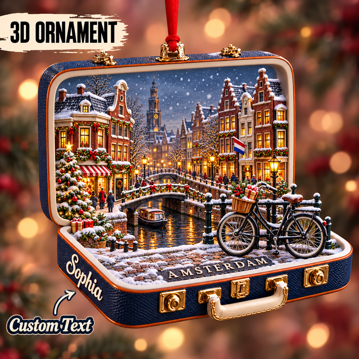 Personalized 3D Amsterdam Canal Suitcase Christmas Ornament – Snowy Winter Night, Netherlands Travel Souvenir & Gift for Amsterdam Lovers 976ae238-1297-4c3c-bf1c-252224e3ada2-Amsterdam-Christmas-winter-suitcase-ornament.png