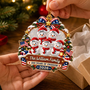 Personalized Patriotic Snowman Family Christmas Ornament 2026, Custom Family Names, America 250th Anniversary Keepsake, Christmas Gift for Family 979b55ce-1501-4768-9cee-d6699ef3528e-banner-2.webp