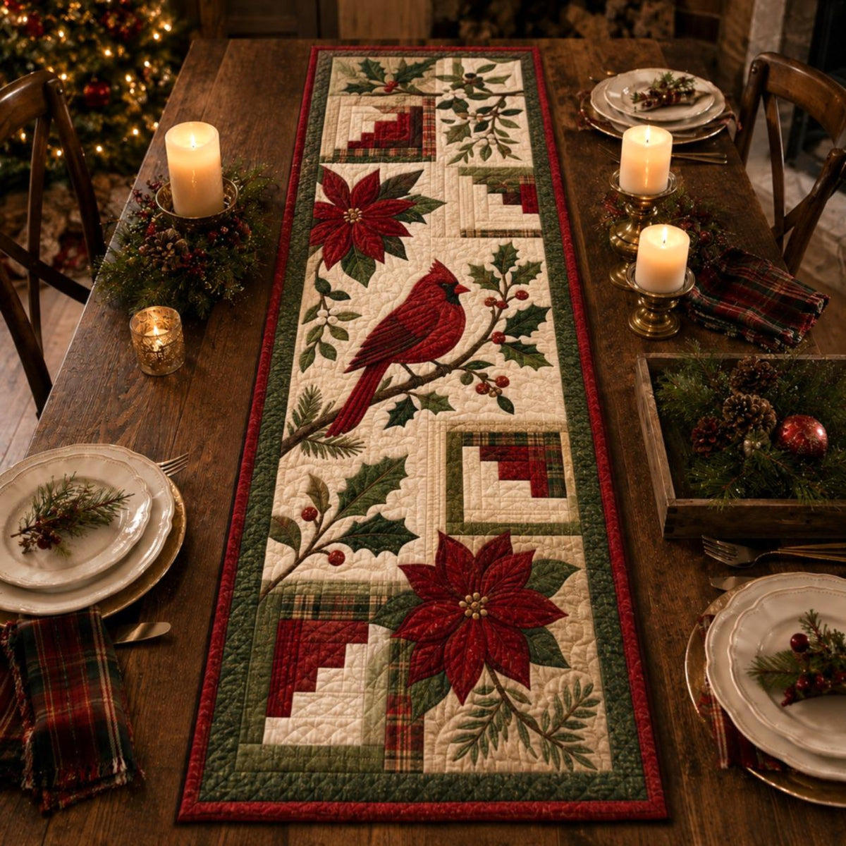Christmas Quilted Table Runner, Traditional Red Green Holiday Table Decor, Holiday Winter Dining Table Decor, Festive Farmhouse Xmas Decor 97b0b479-1f60-4885-996b-c8801256f70d-3.jpg