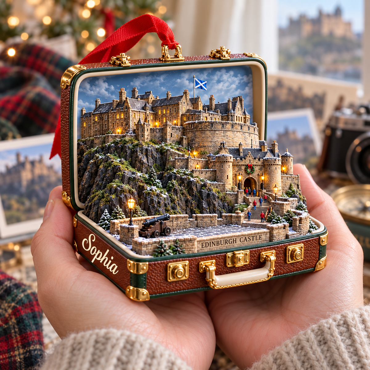 Personalized 3D Edinburgh Castle Suitcase Christmas Ornament – Edinburgh Scotland Travel Souvenir & Gift for Edinburgh Lovers 97b1d37b-9e73-45ee-8647-e7120b0dbf87-Handheld-Edinburgh-Castle-Christmas-Ornament-4.png