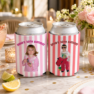 Personalized Retro Stripe Photo Birthday Can Cooler, Custom Vintage Photo Drink Holder, 30th 40th Birthday Gift, Childhood Photo Cooler 97c412a0-b5fd-4e5c-a6b0-5685da6fbcd2-banner-2.png