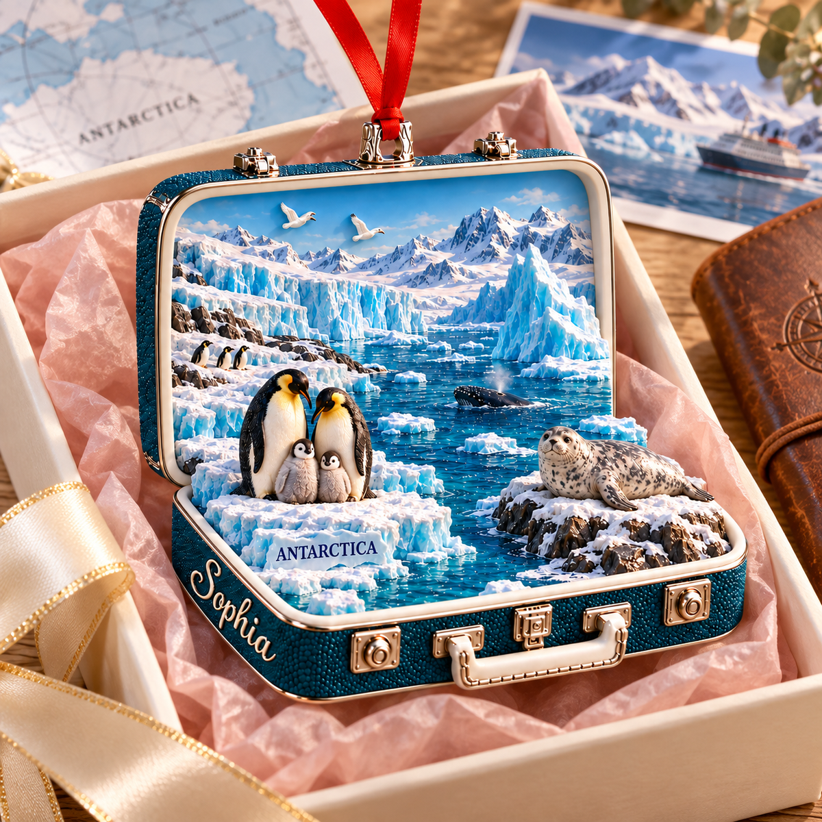 Personalized Antarctica 3D Suitcase Christmas Ornament – Antarctic Travel Souvenir & Gift for Penguin Lovers 97cf5b9c-fb53-47bb-97ba-15603a05ab7c-Antarctic-Suitcase-Ornament-Gift-Presentation-3.png