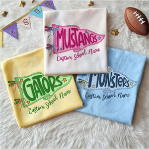 Custom School Spirit Flag Mascot Shirt, Personalized Coquette Bow Pennant Tee, Gingham School Spirit Game Day Shirt, Cute Team Spirit Gift 981296f3-cdf3-4e25-877f-3e2805026760-2.jpg