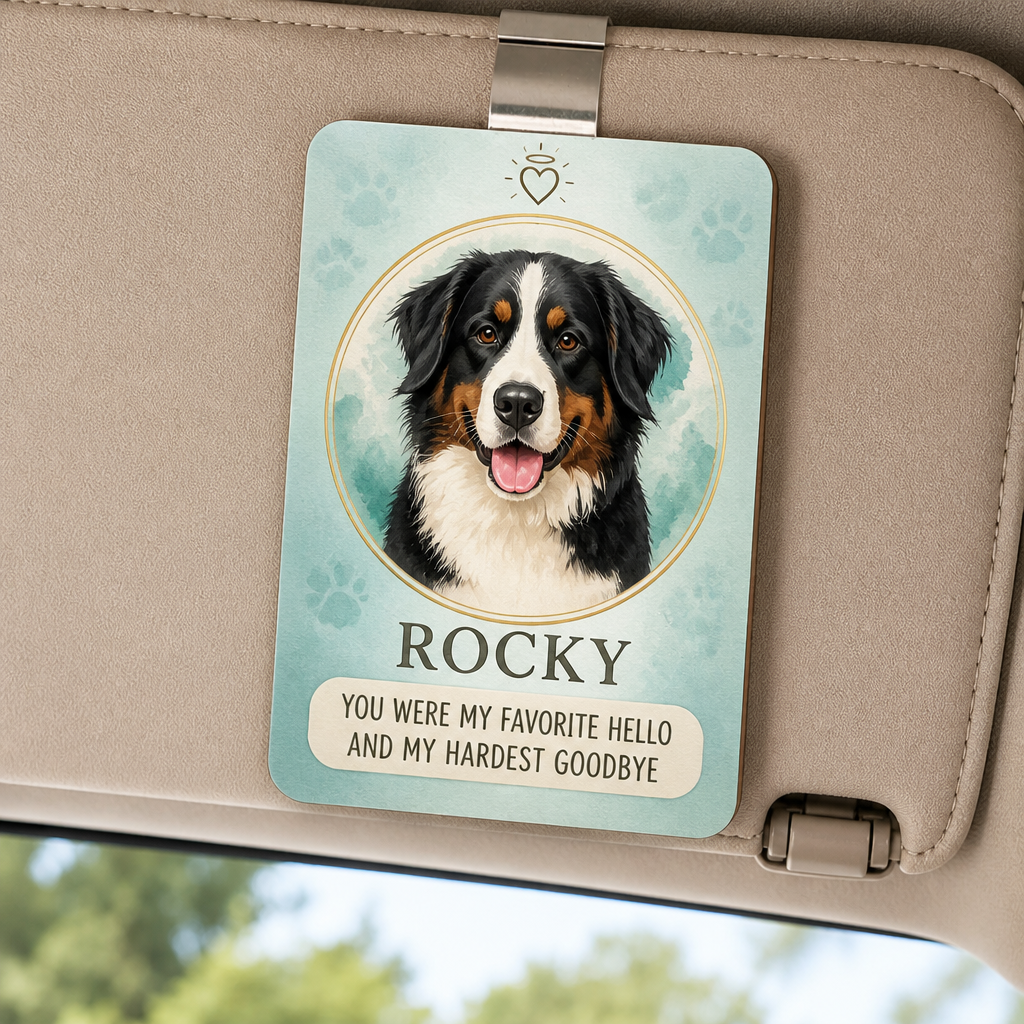 Custom Pet Memorial Car Visor Clip — Watercolor Portrait - Personalized Car Visor Clip 9812d771-a555-4d5b-bf2d-a94babb08a1f.png