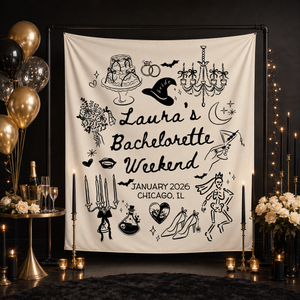 Personalized Witchy Bachelorette Party Decor, Custom Location Bachelorette Weekend Tapestry, Salem Bachelorette, Halloween Bridal Merch 9819d94a-d7a9-42df-89cc-e936c506b3b4-banner-1.png