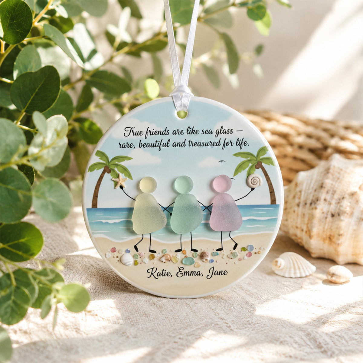 Personalized Sea Glass Friends 3D Effect Printed Ornament, Custom Friendship Gift, Best Friend Christmas Ornament, Beach Lover Keepsake Decor 98401351-6339-409b-ade5-e8e7a5010836-2.jpg
