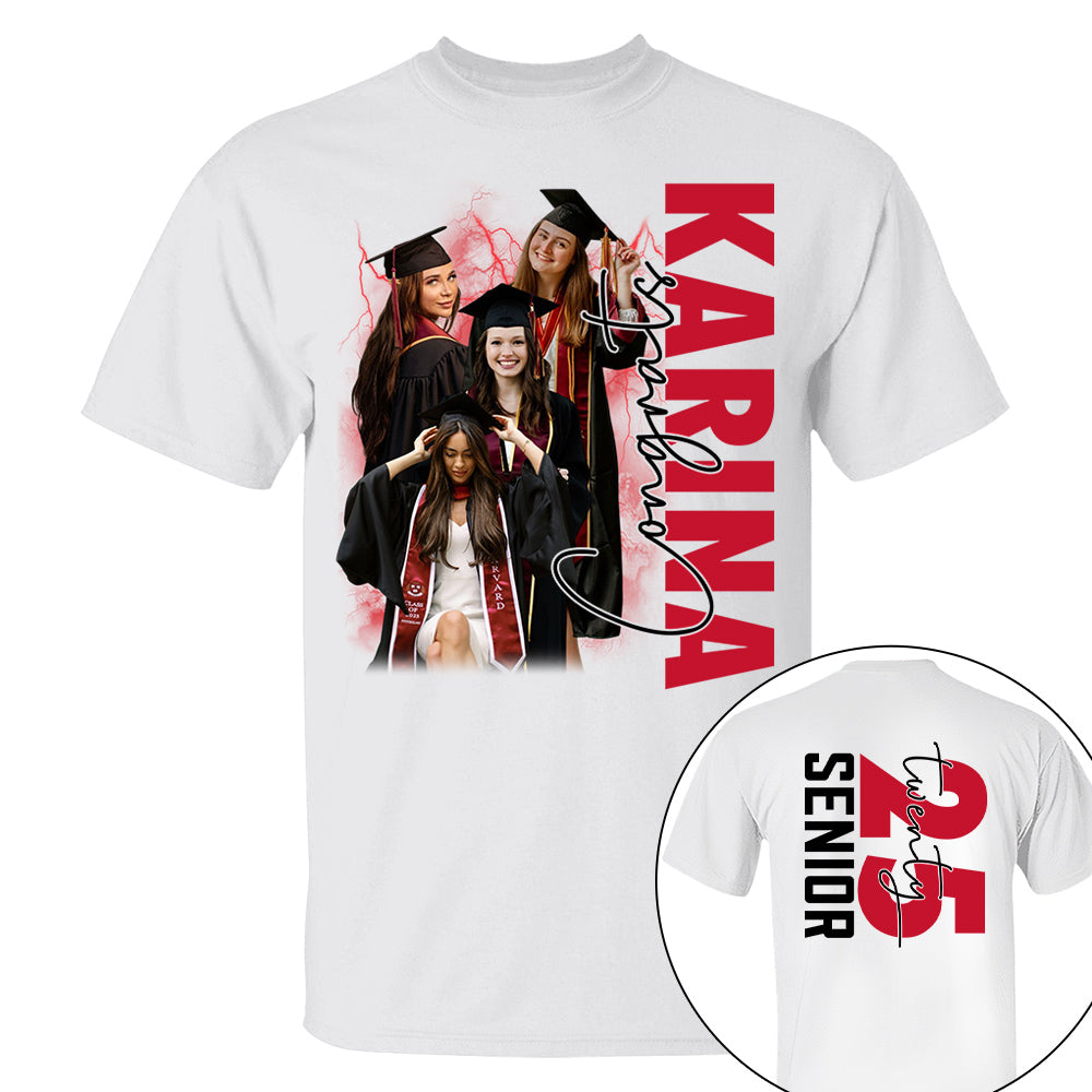 Custom Photos Class Of 2025 Shirt - Personalized Mom Graduation Shirt