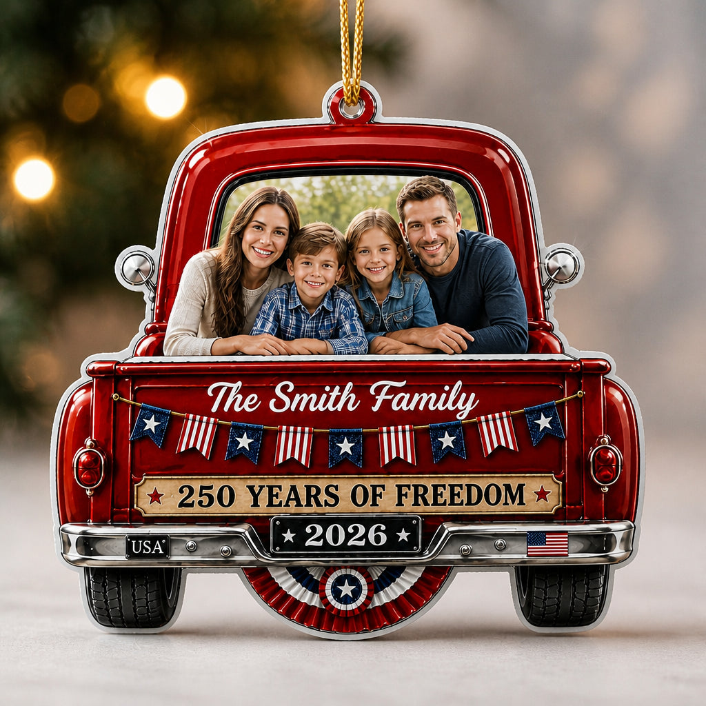Patriotic Family Photo Ornament – 250 Years of Freedom (2026) - Personalized Shape Ornament 98656f10-f66e-4a93-9562-c312d4447b4d.jpg
