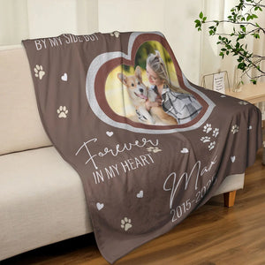 Personalised Paw Print Heart-shaped Dog Cat Family Photo Design Soft Throw Blanket with Name Home Decor Memorial Gift for Pet Lover