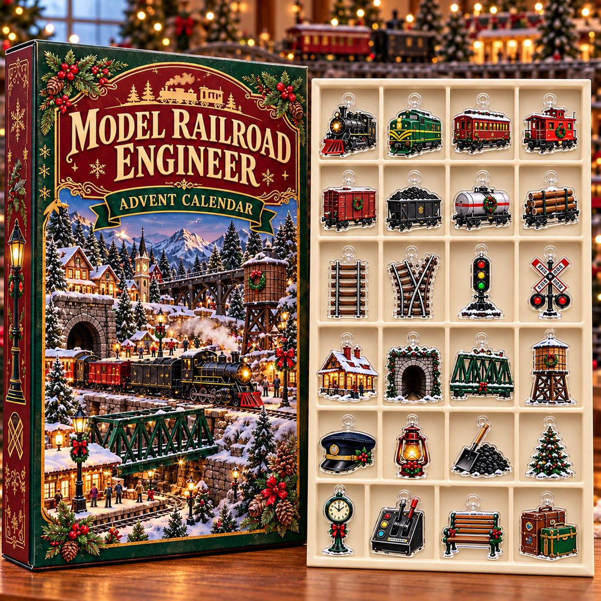 Model Railroad Advent Calendar, 24 Acrylic Train Ornaments, Railway Hobbyist Gift, Christmas Village Countdown Box, Custom Name Countdown 988a32e9-c1ee-4307-8ba5-1b20f95cd924-il_1588xN.8602478580_o43b.jpg