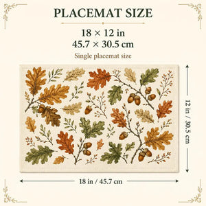 Autumn Leaves Placemats, Oak Leaf Acorn Dining Decor, 18x12 Inch Faux Linen-Look Table Mats, Rustic Fall Decor, Set of 4 or 6 988bc809-65ae-4763-9d23-0f730608a7b3-FGH-12-.webp